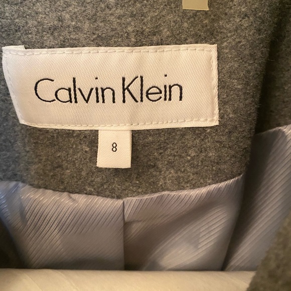 Calvin Klein Charcoal Belted Pea Coat - Picture 3 of 5